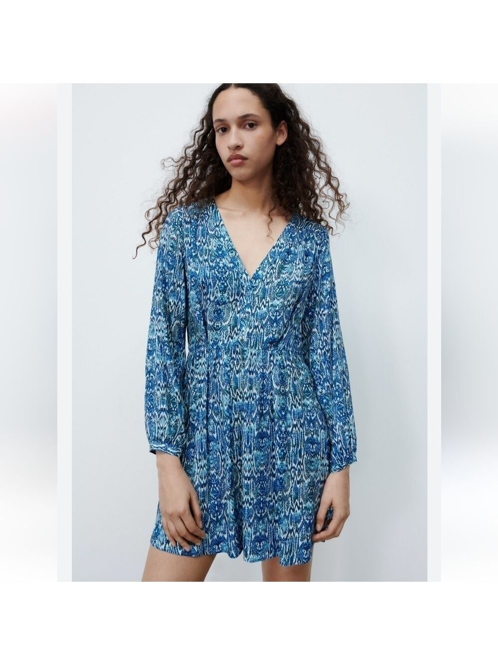 ZARA | Animal print dress mini blue sz XS